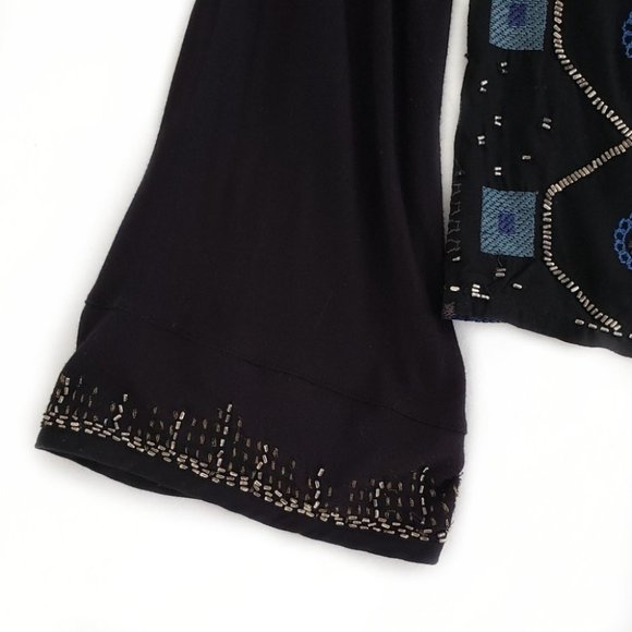 Free People beaded bell sleeve top black XS small - Picture 10 of 14